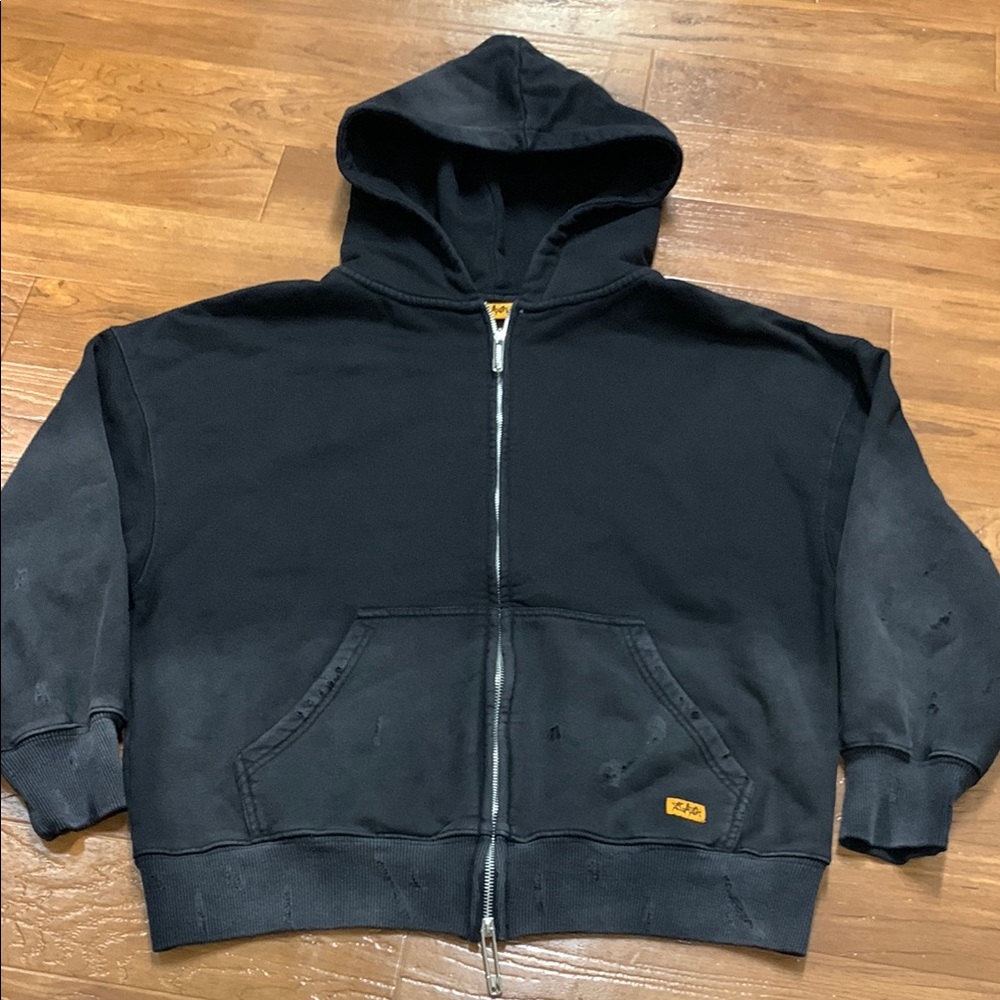 Slash Black Zip-Up Hoodie with Front Pockets